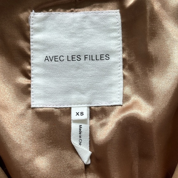 Avec Les Filles Quilted Crop Jacket Coat Full‎ Zip Orange Caramel Tan Women’s XS - Picture 9 of 11